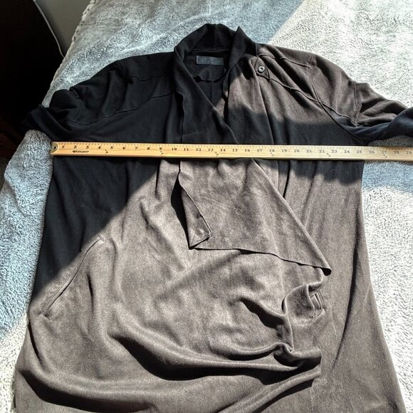 Blank Nyc Womens Cardigan XXL Black Faux Suede Moto Grunge Y2K Asymetrical 18363 - Picture 5 of 10